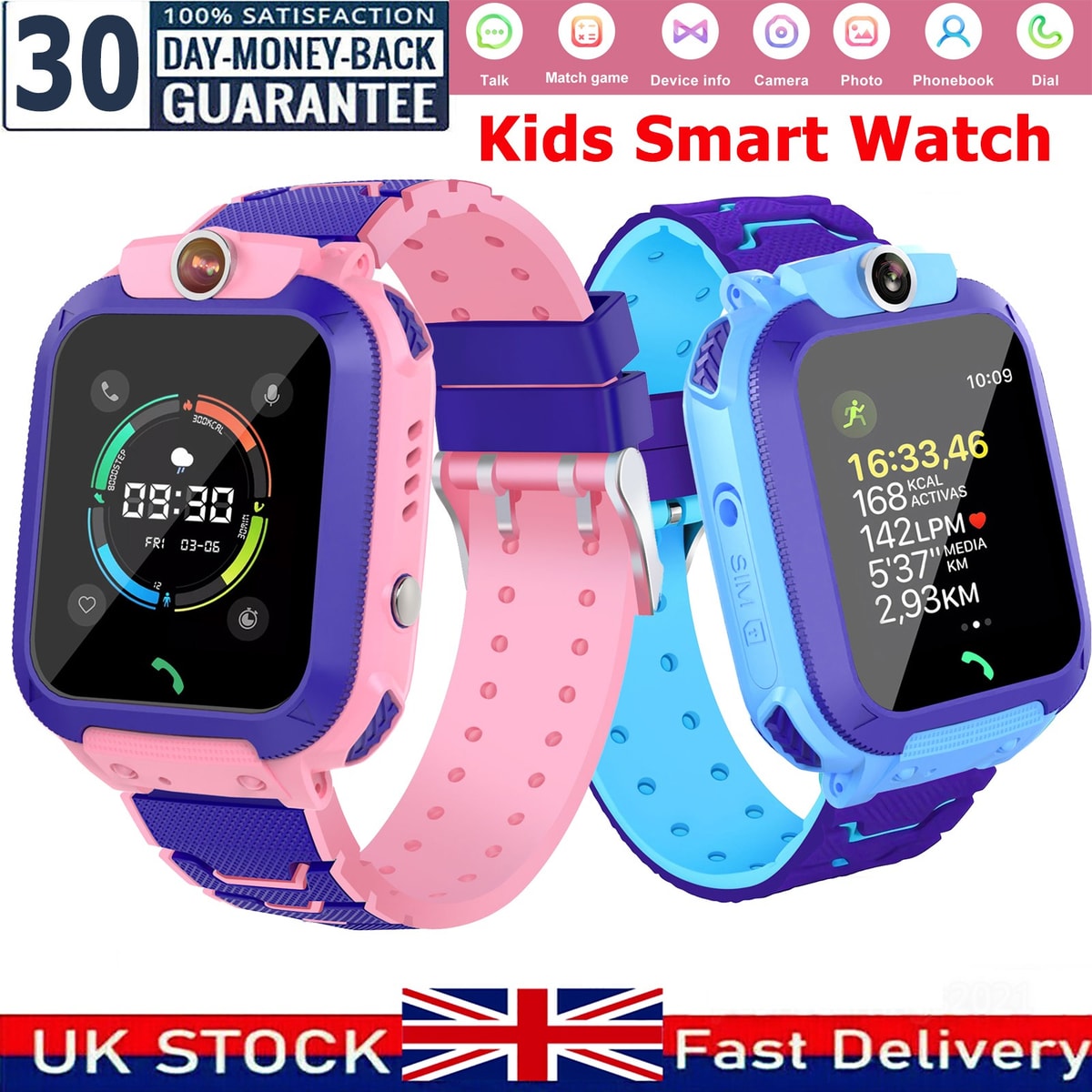Kids Smart Watch Camera 2G SIM GSM SOS Call Phone Game Watches Boys Girls Gift