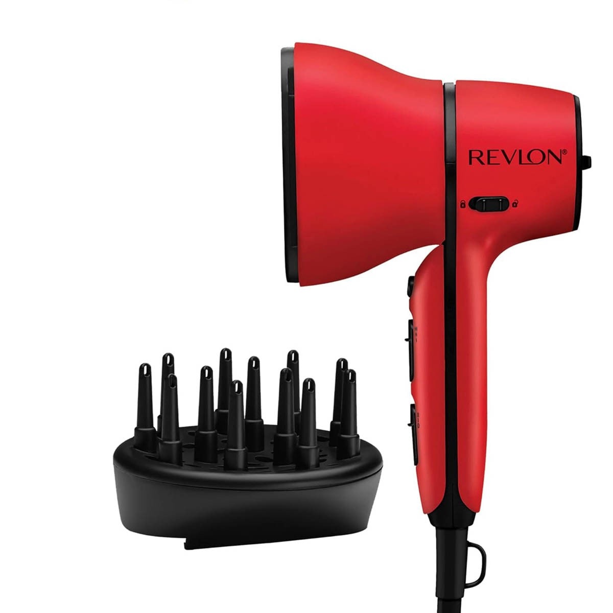Revlon Hair Dryer Airflow Control Red Ceramic Ionic Curl Enhancing Diffuser