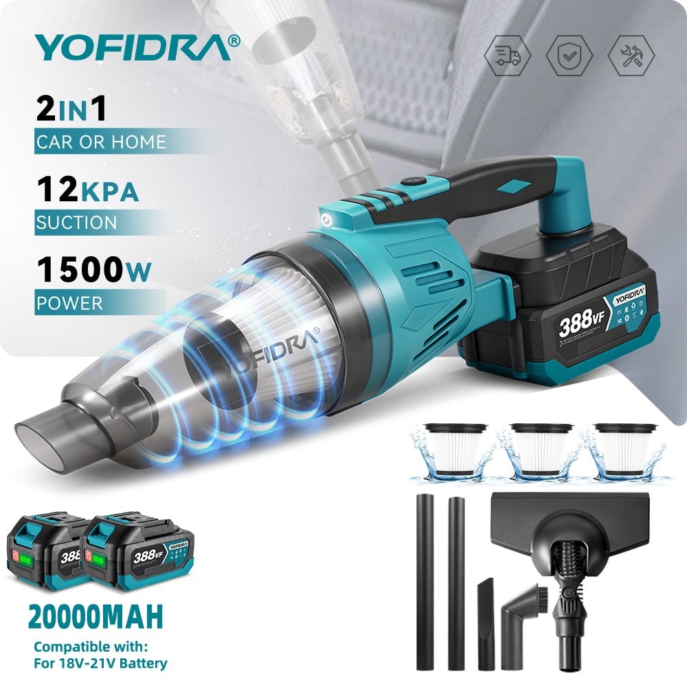 For Makita 18V Power Vacuum Cleaner Cordless LED Handheld Vacuum with 2 Battery