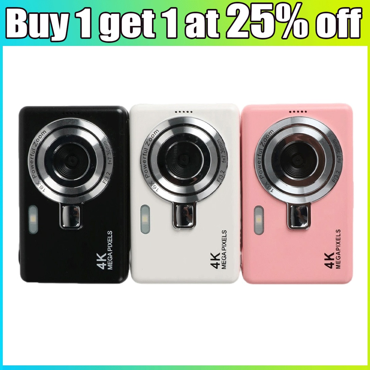 Digital Camera LCD Display Screen 16X Zoom Anti-Shake Camera With 64GB SD Card
