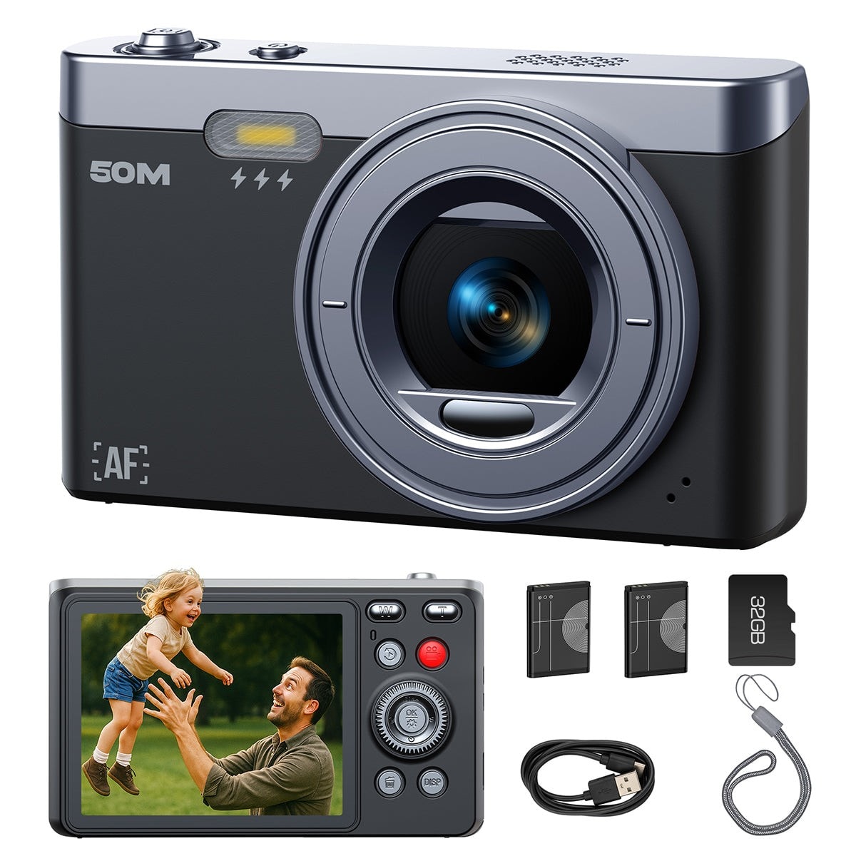 Digital Camera HD 1080P 50MP 2.8'' LCD Display Screen 16X Zoom Anti-Shake Camera
