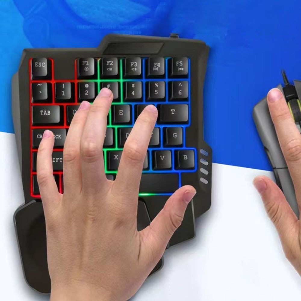 Gaming Keyboard USB Wired 35key Ergonomics Single Hand Mini Keyboard Portable