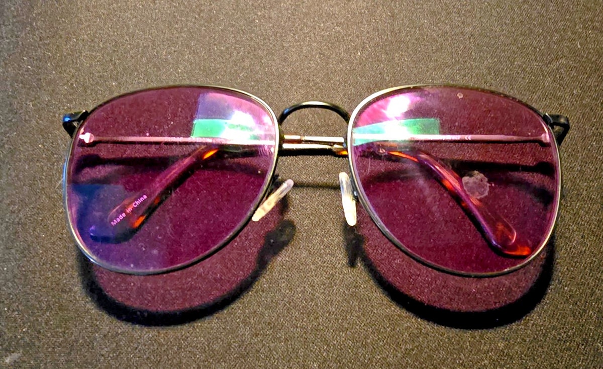 Unbranded Aviator Sunglasses Purple Tinted Lenses Black Metal Frame