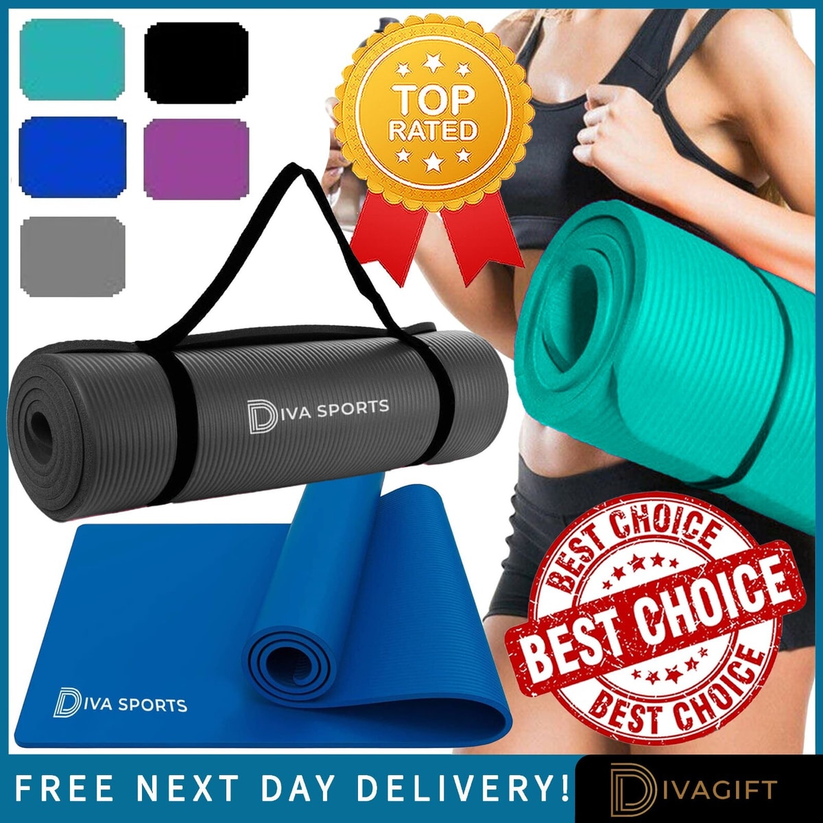 YOGA MAT 15MM THICK GYM EXERCISE FITNESS PILATES WORKOUT MAT NON-SLIP 60x185CM