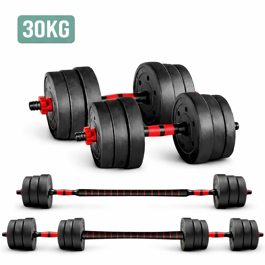 30KG Dumbbells Barbell Set with Connecting Rod Adjustable Dumbbell Weights Gym