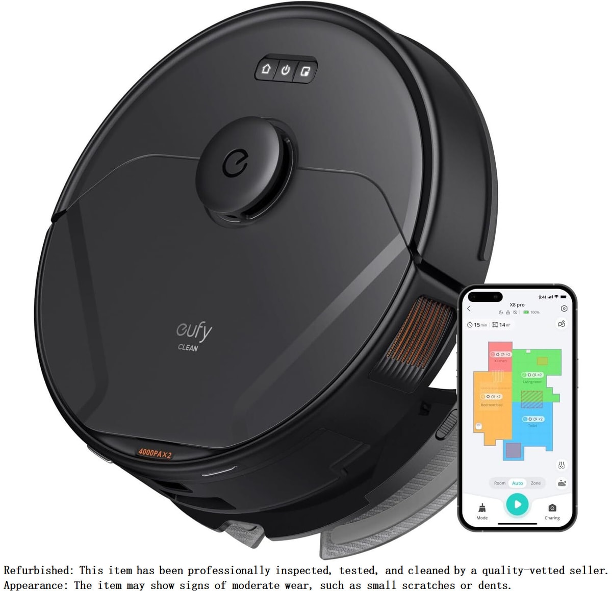 eufy X8 Pro Robot Vacuum Cleaner with Mop 4000 Pa Powerful Suction Deep Cleaning