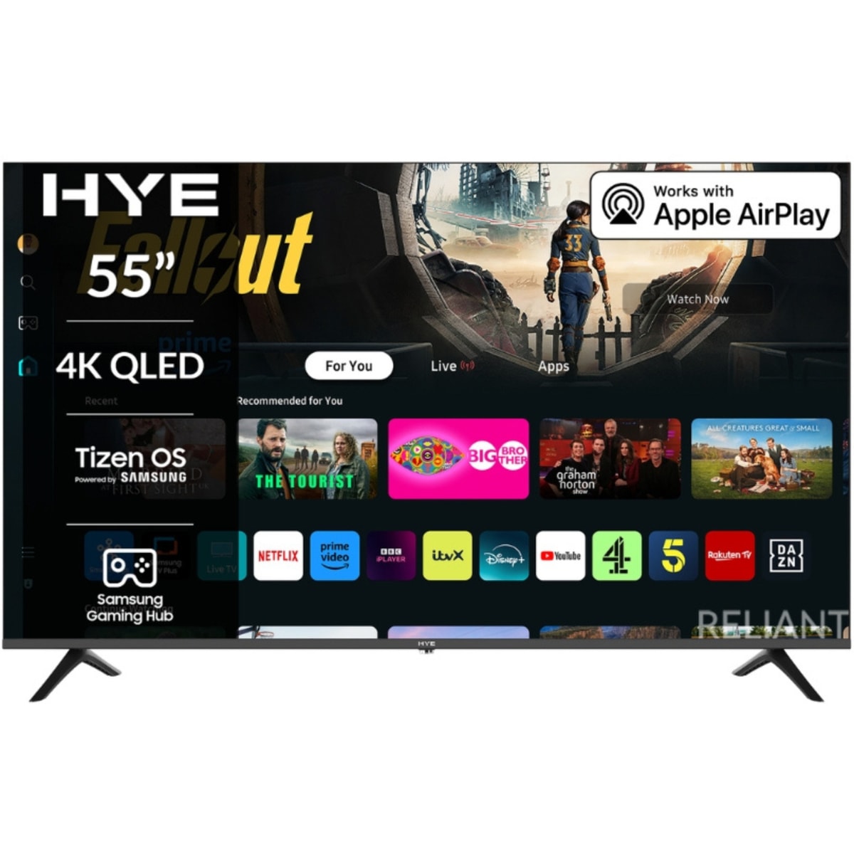 HYE 55QLEDS2008 55" Inch 4K QLED Ultra HD Frameless Smart TV Tizen OS - Open Box