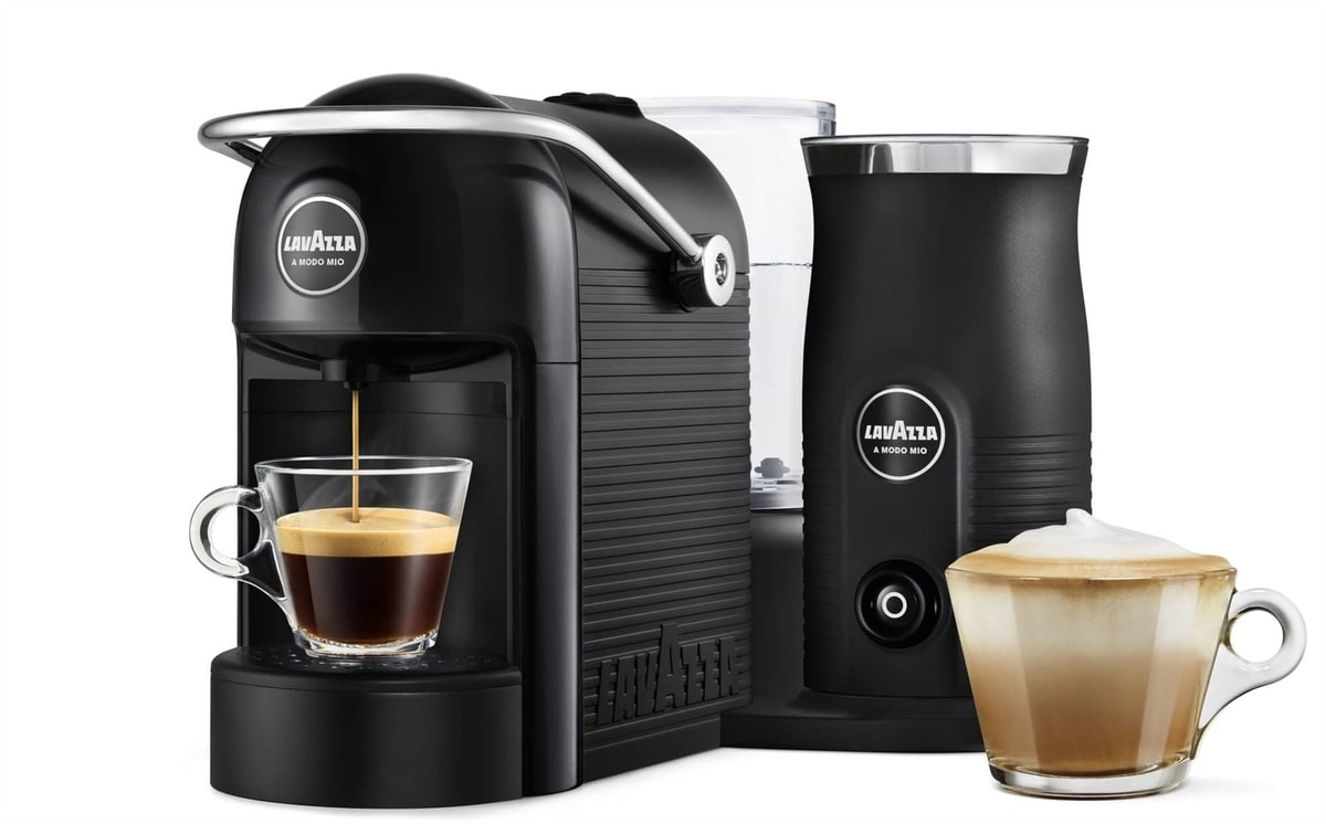Lavazza Jolie & Milk Evo Pod Coffee Machine Milk Frother Black A Modo Mio 1250W
