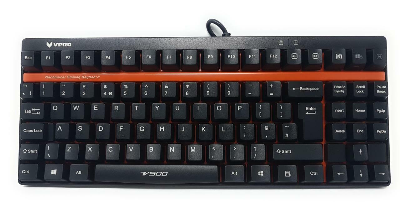 Mechanical Gaming Keyboard USB Rapoo VPRO V500 Linear Yellow Switches UK Layout