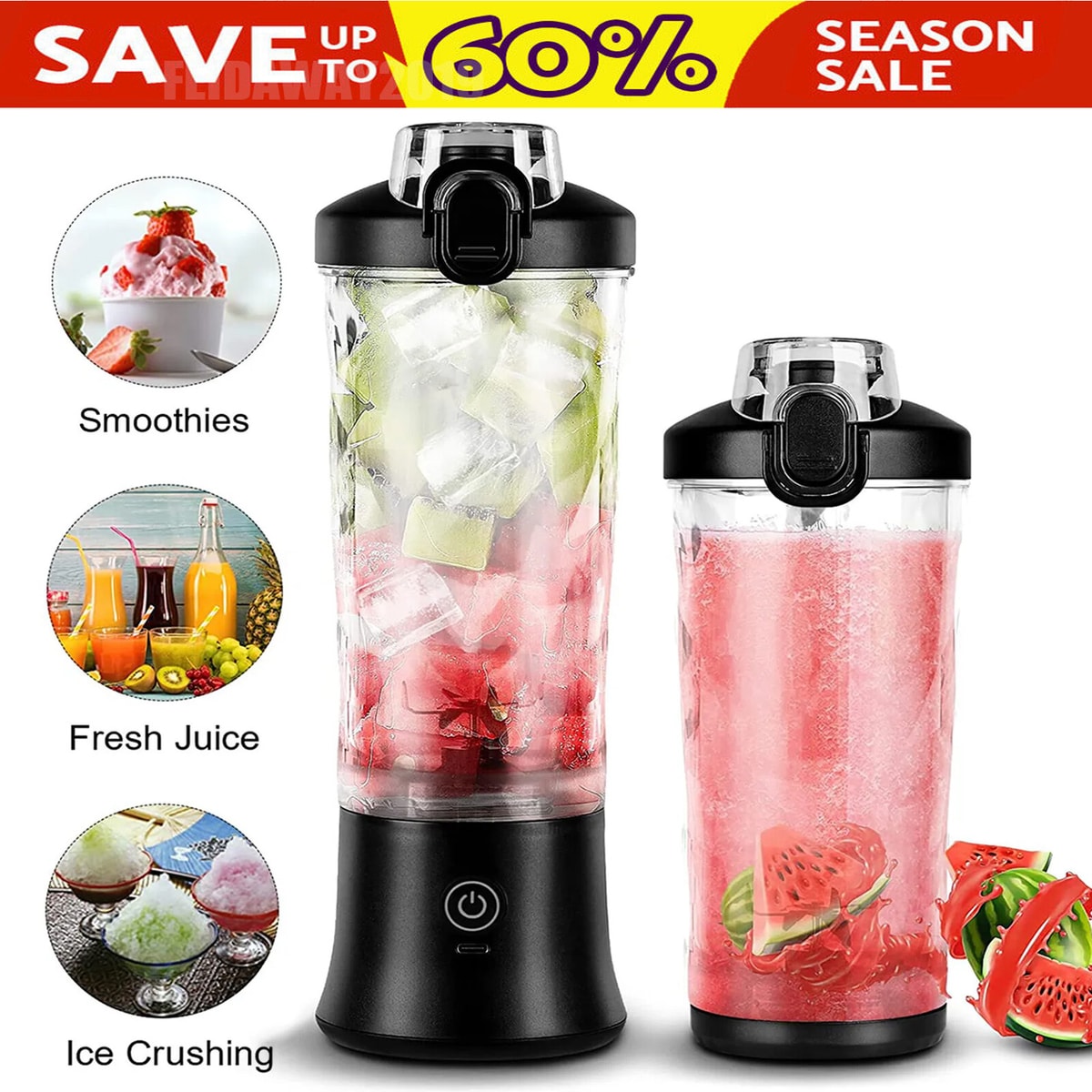 600ML Electric Fruit Juicer Portable Blender Mixer Shaker Bottle USB Juice Mixer