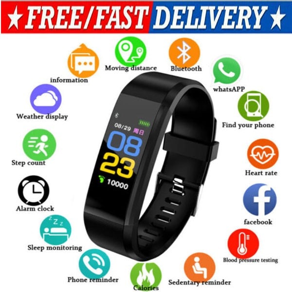 Fitness Smart Watch Activity Tracker Heart Rate For Women Men Oxygen BP Monitor