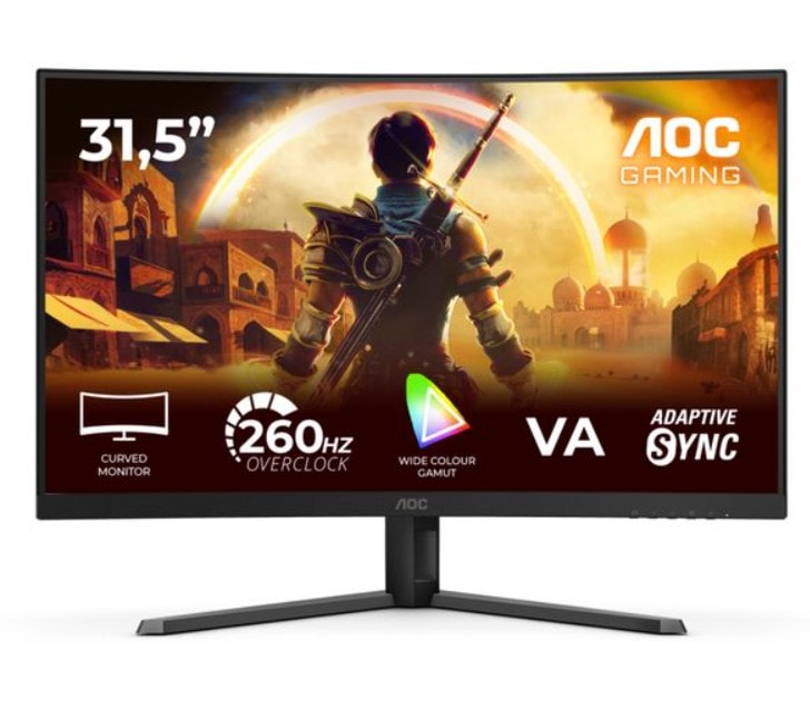 AOC Monitor 32 Inch C32G42ZE Curved VA Full HD Gaming 260HZ Adaptive Sync