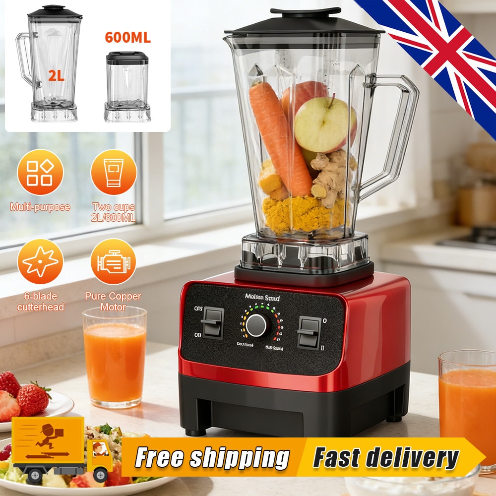 2L + 0.6L Kitchen Blender Juicer Mixer Grinder Crusher for Smoothies UK