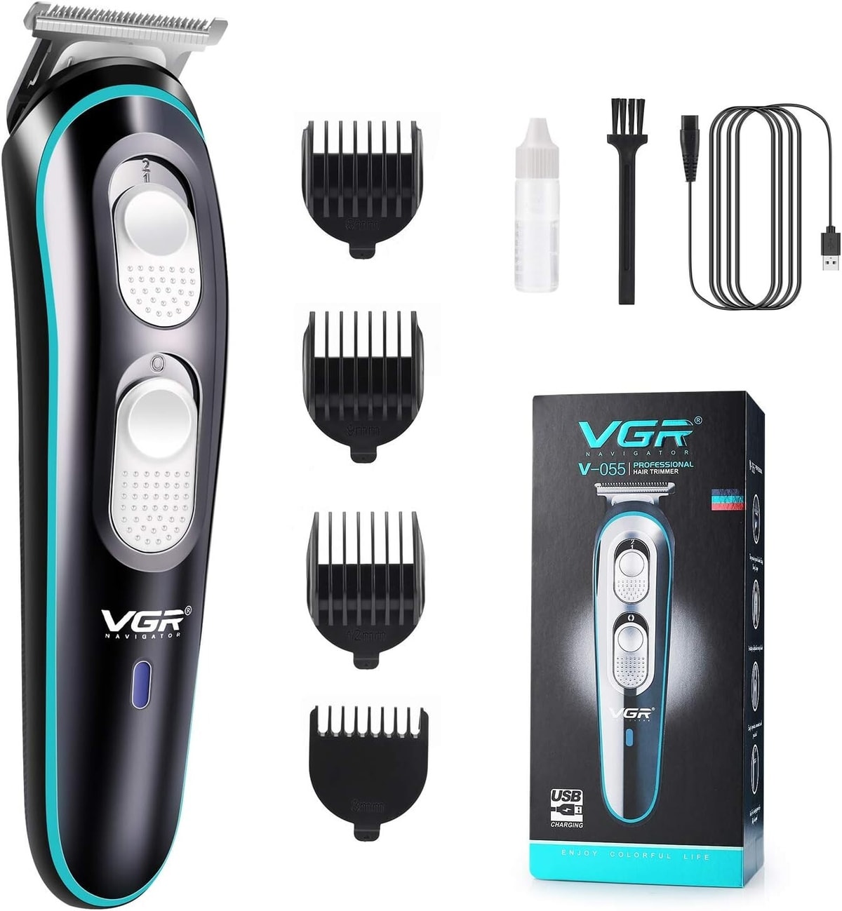 VGR Beard Trimmer for Men Cordless Rechargeable Electric Hair Shaver Clippers