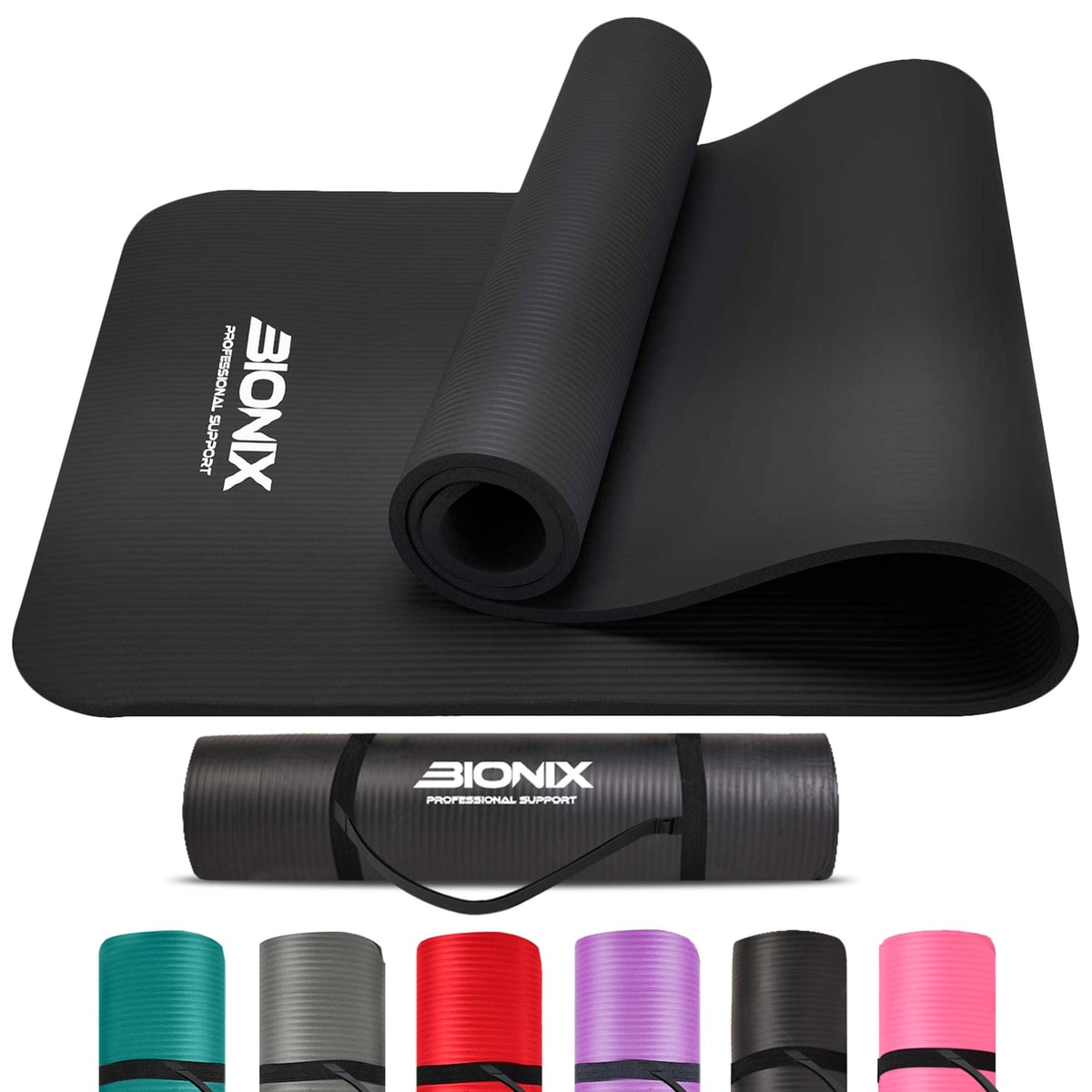 Yoga Mat Thick 10mm Non Slip Gym Exercise Fitness Pilates Carry Strap NBR 183x62