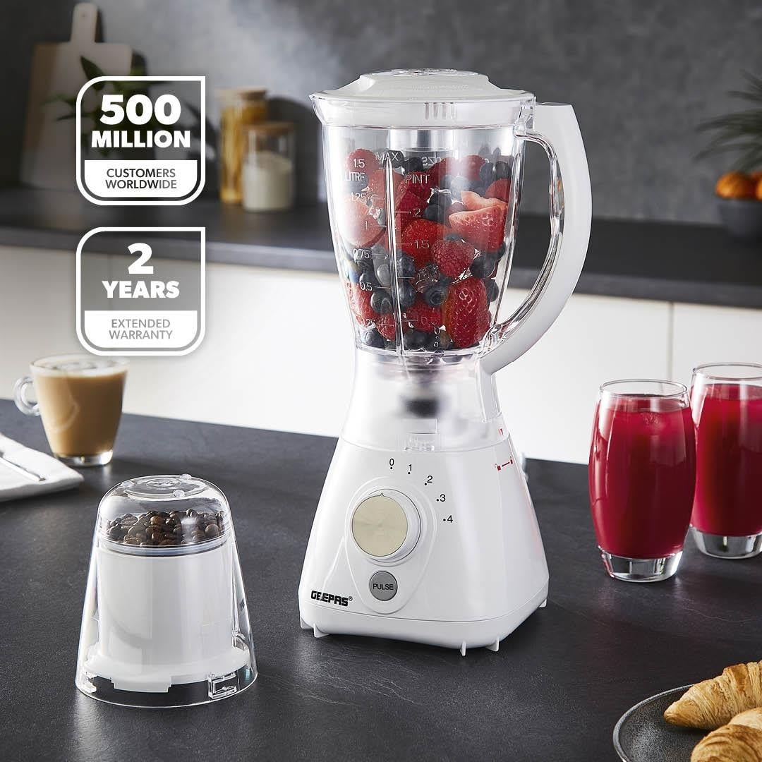 GEEPAS 1.5L Jug Blender Smoothie Maker Mixer Blender Juicer Coffee Spice Grinder