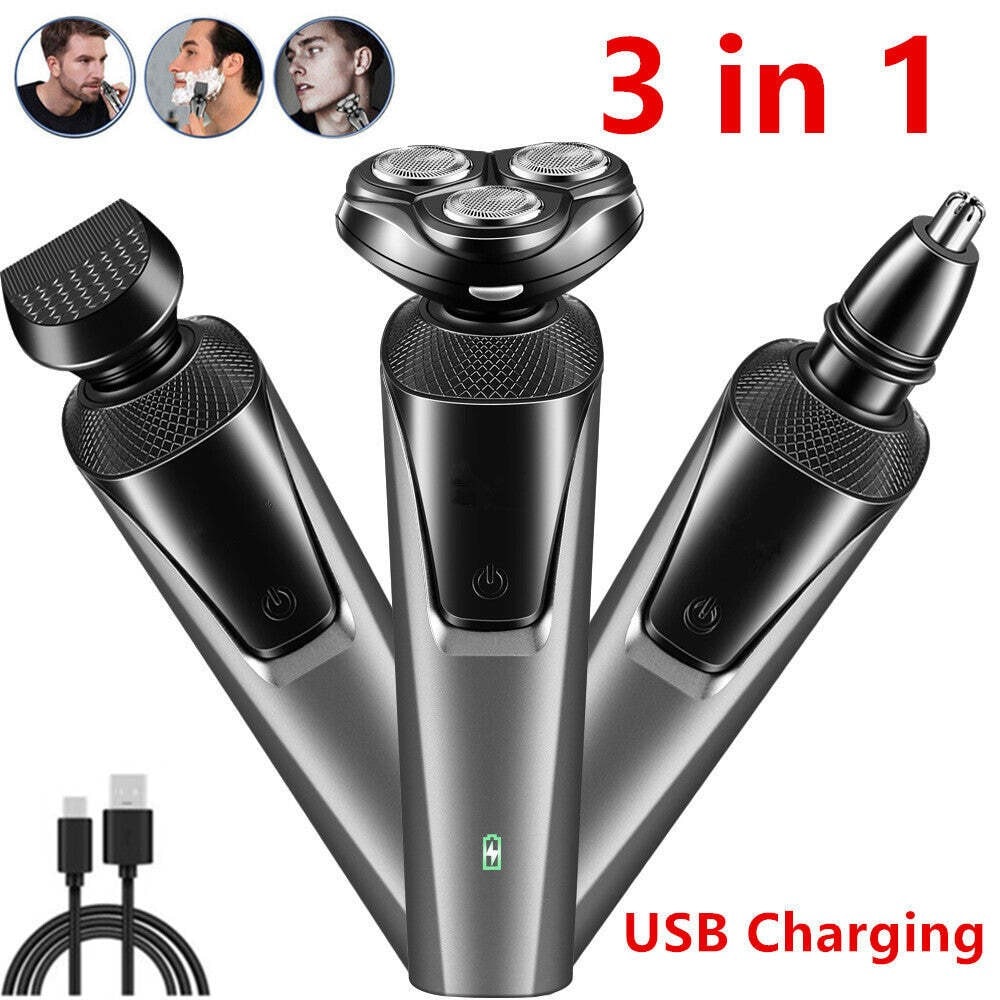 Electric Rotary Shaver Mens Razor Waterproof Wet Dry Cordless Beard Trimmer