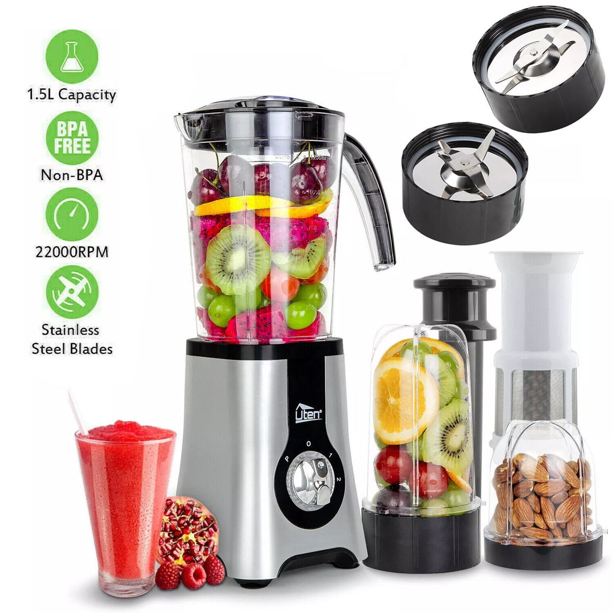 7 in 1 Food Blender Food Processor Smoothie Maker Fruit Juicer Coffee Grinder UK
