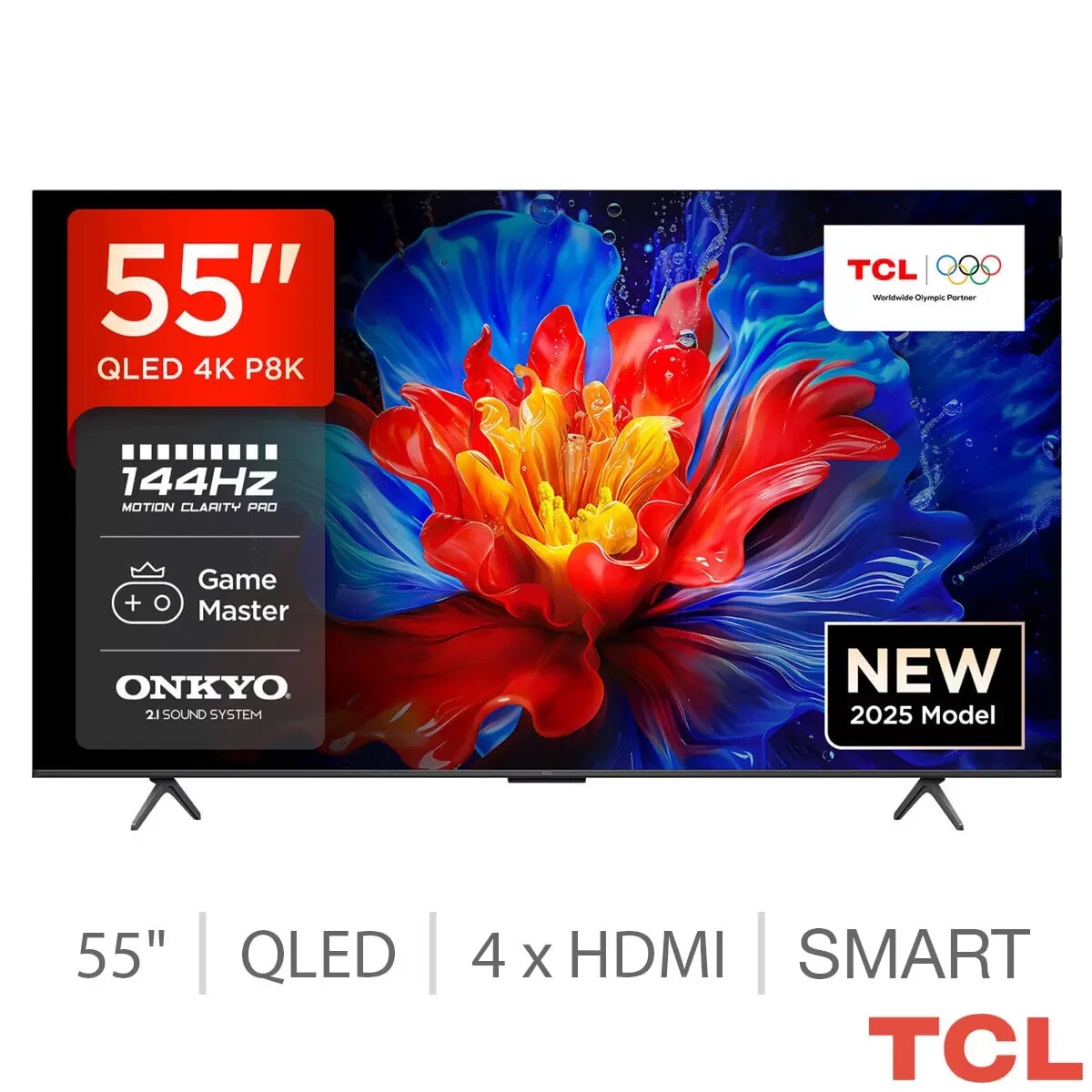 TCL 55P8K-UK 55 Inch QLED TV (£575) *MISSING STAND SCREWS*