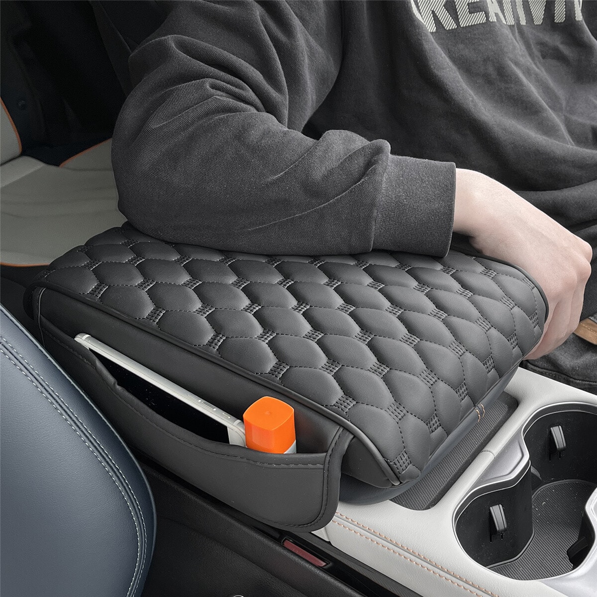 Car Armrest Cover Pad PU Leather Cushion Mat Center Console Box Car Accessories