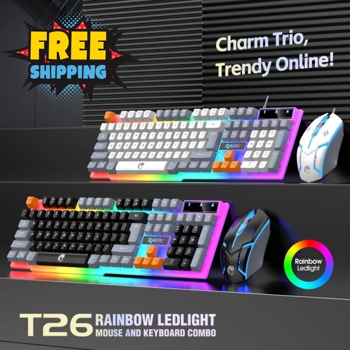 UK Gaming Keyboard And Mouse Set RGB LED USB For PC Xbox One PS4 PS5 Wholesale