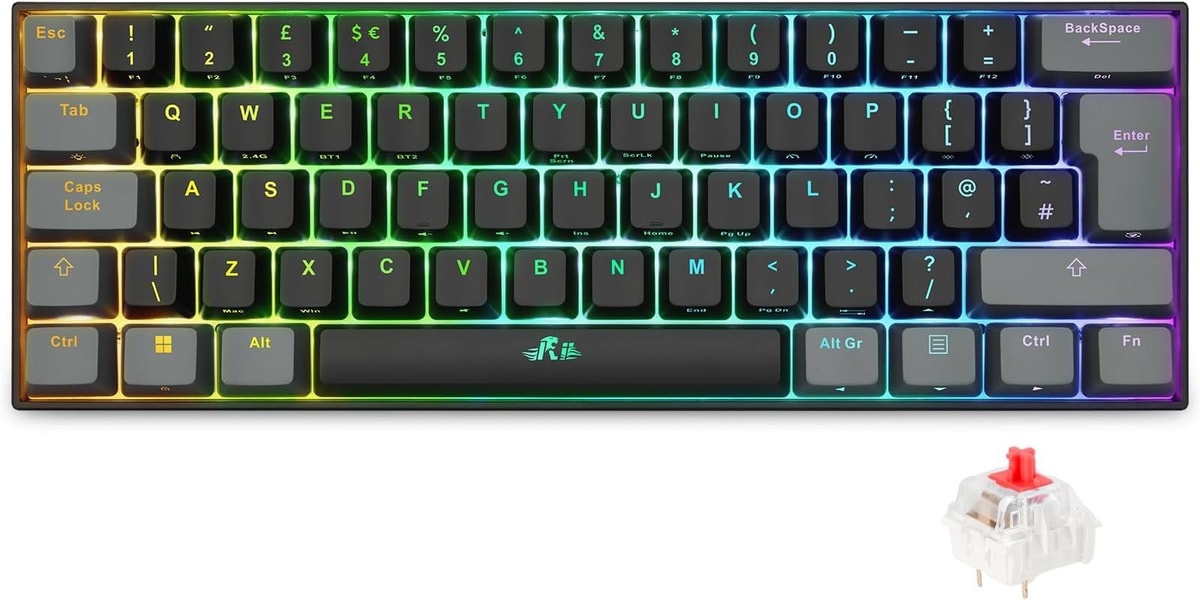 Wireless Mechanical Gaming Keyboard Tri‑Mode RGB Red Switch UK – Rii