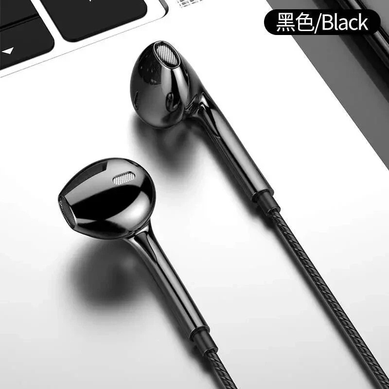 Earphones Wired Headphones In Ear High Definition Deep Bass 3.5mm AUX Jack Black