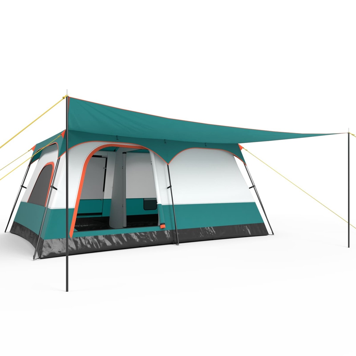 10-Person Camping Tent Family Cabin Tent with 2 Mesh Windows-Green