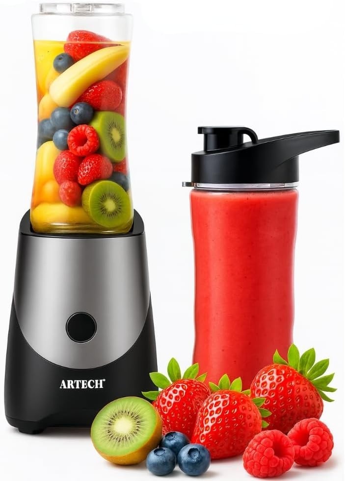 300W Personal Blender with 2×600ml Bottles – Portable One-Touch Smoothie