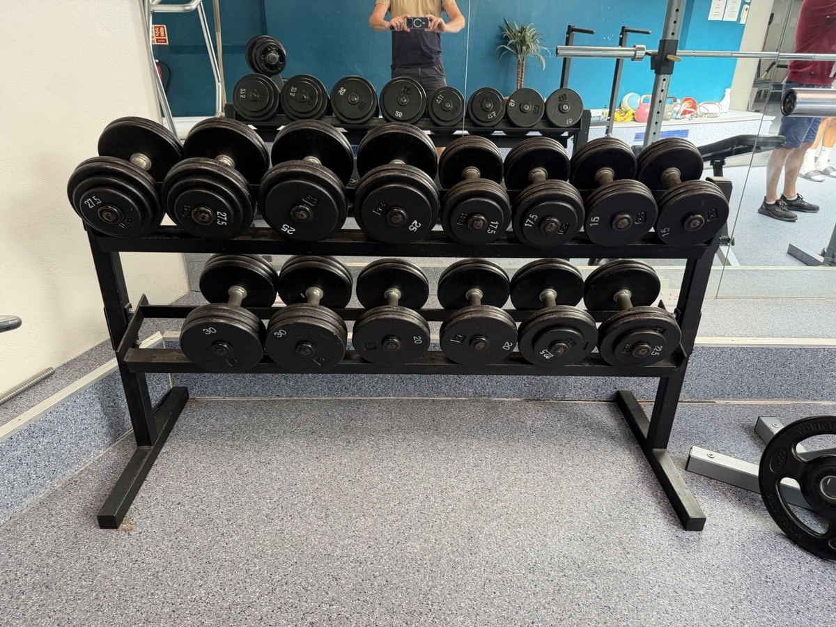 Dumbell set with rack - 15, 17.5, 20, 22.5, 25, 27.5, 30Kg Metal
