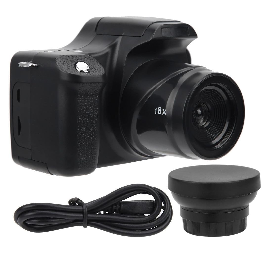 24MP Digital Camera 18x Zoom 3in LCD Portable with Flash – Black