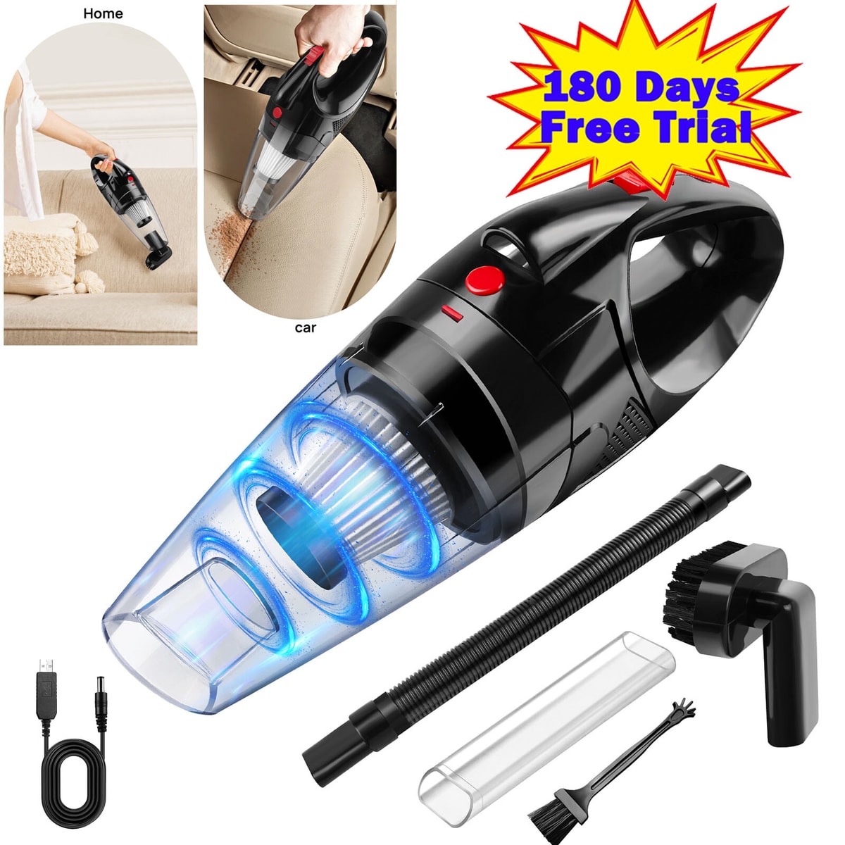 Powerful Car Vacuum Cleaner 9500PA Cordless Strong Suction Handheld Cleaning