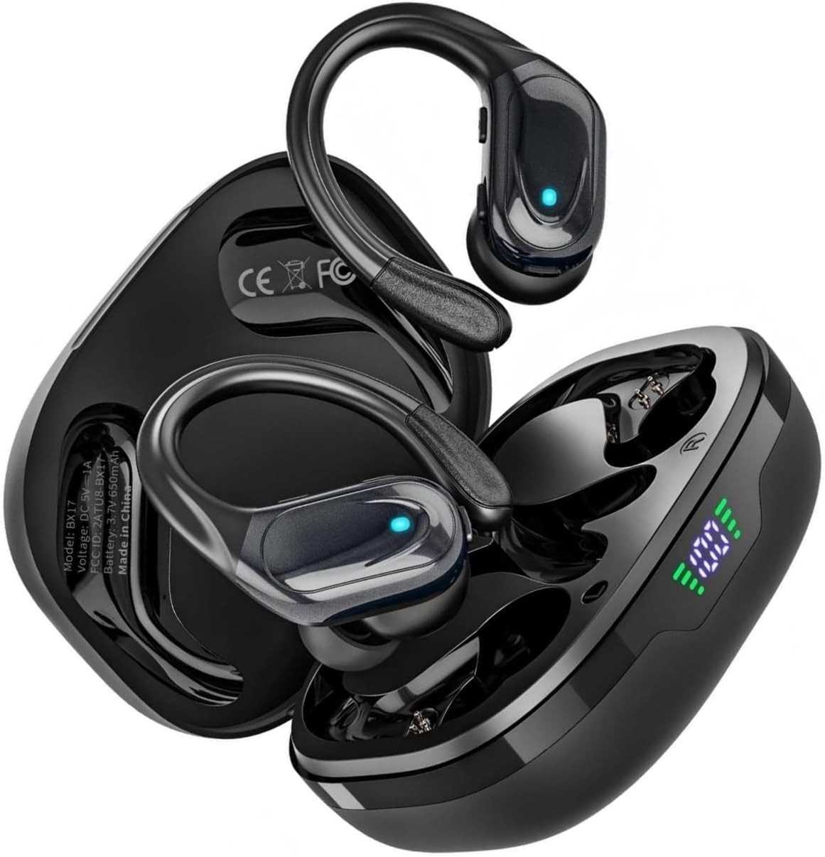 Wireless Earbuds, Sports Bluetooth Headphones, 80Hrs Playtime Ear Buds with LED