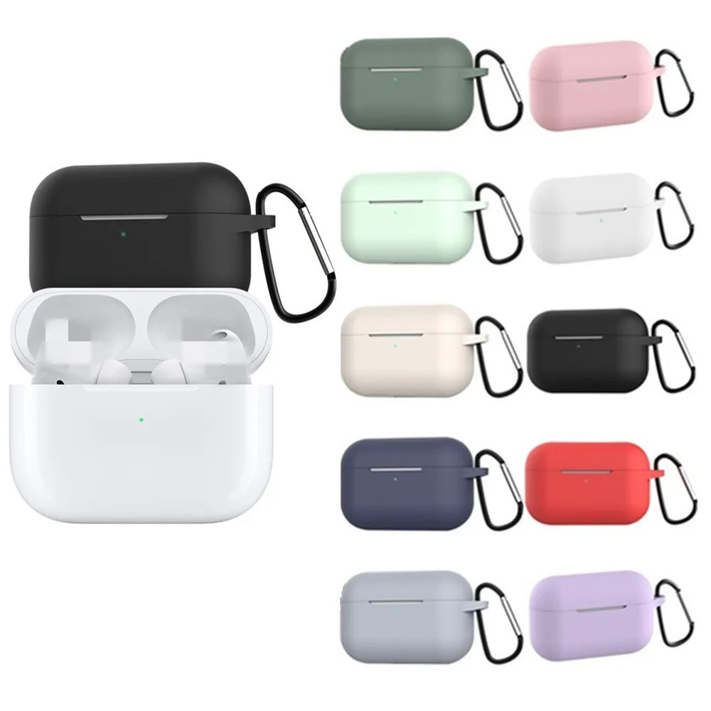 Silicone AirPods Case Cover with Hook for AirPods Pro / 2 / 1 Shockproof Protect
