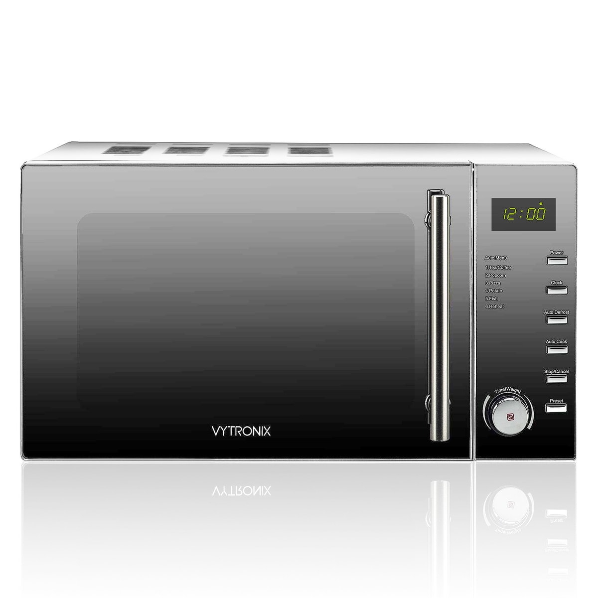 VYTRONIX Digital Microwave Oven 900W 25L 10 Power Level Freestanding Silver/Grey