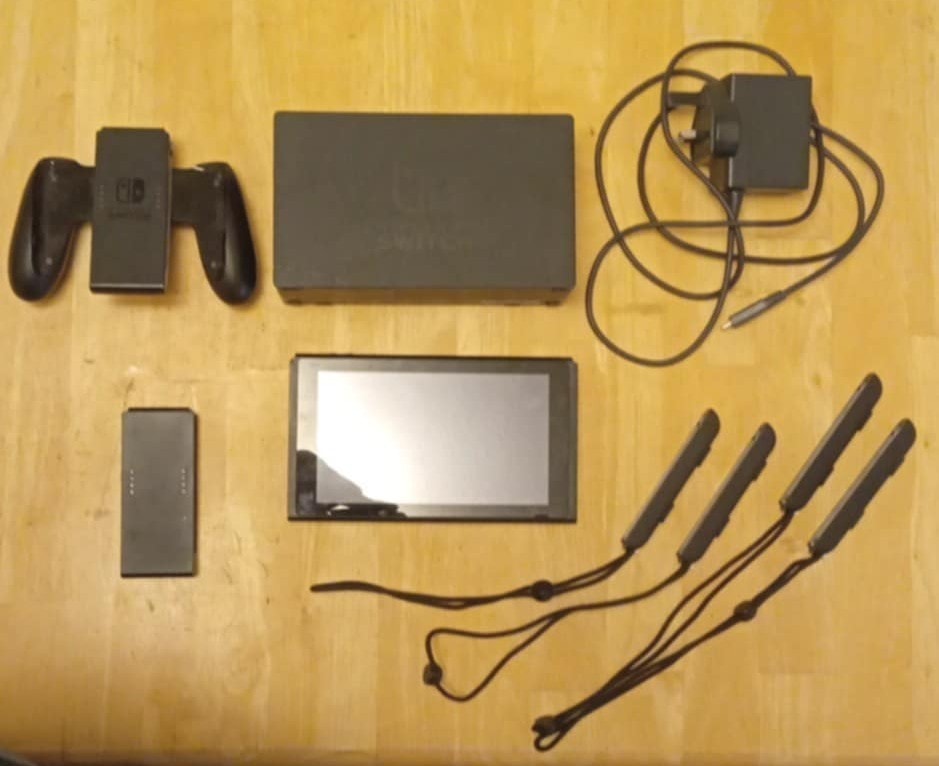 nintendo switch console 32GB, Charger and Docking Station, Joy Con Grips/straps