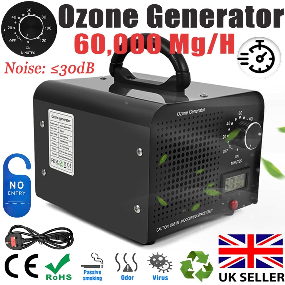 60000mg/h Ozone Generator Machine Home Industrial Air Purifier Ozonator UK Plug*