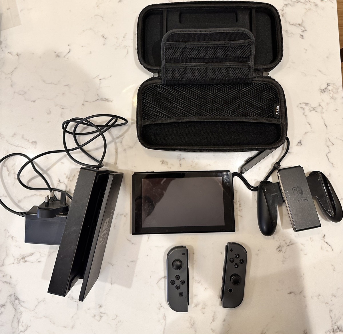 Nintendo Switch 32GB Grey Console with 128GB storage card, docking station etc