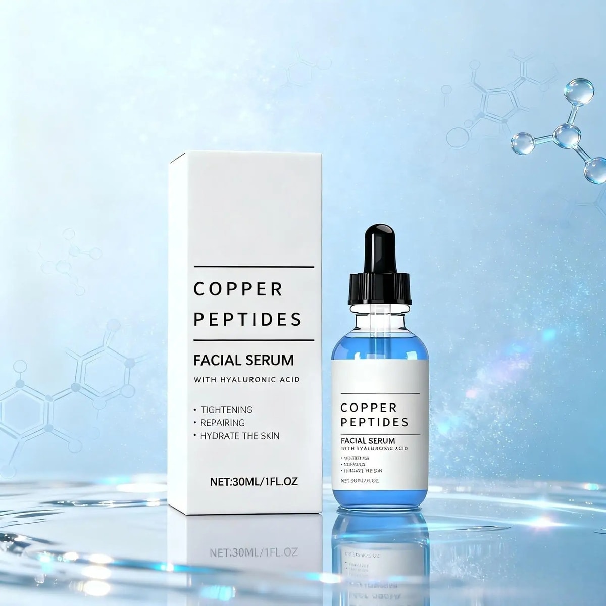 GHK-CU COPPER PEPTIDE FACE SERUM 30ML HYDRATING ANTI-AGEING DAILY SKINCARE
