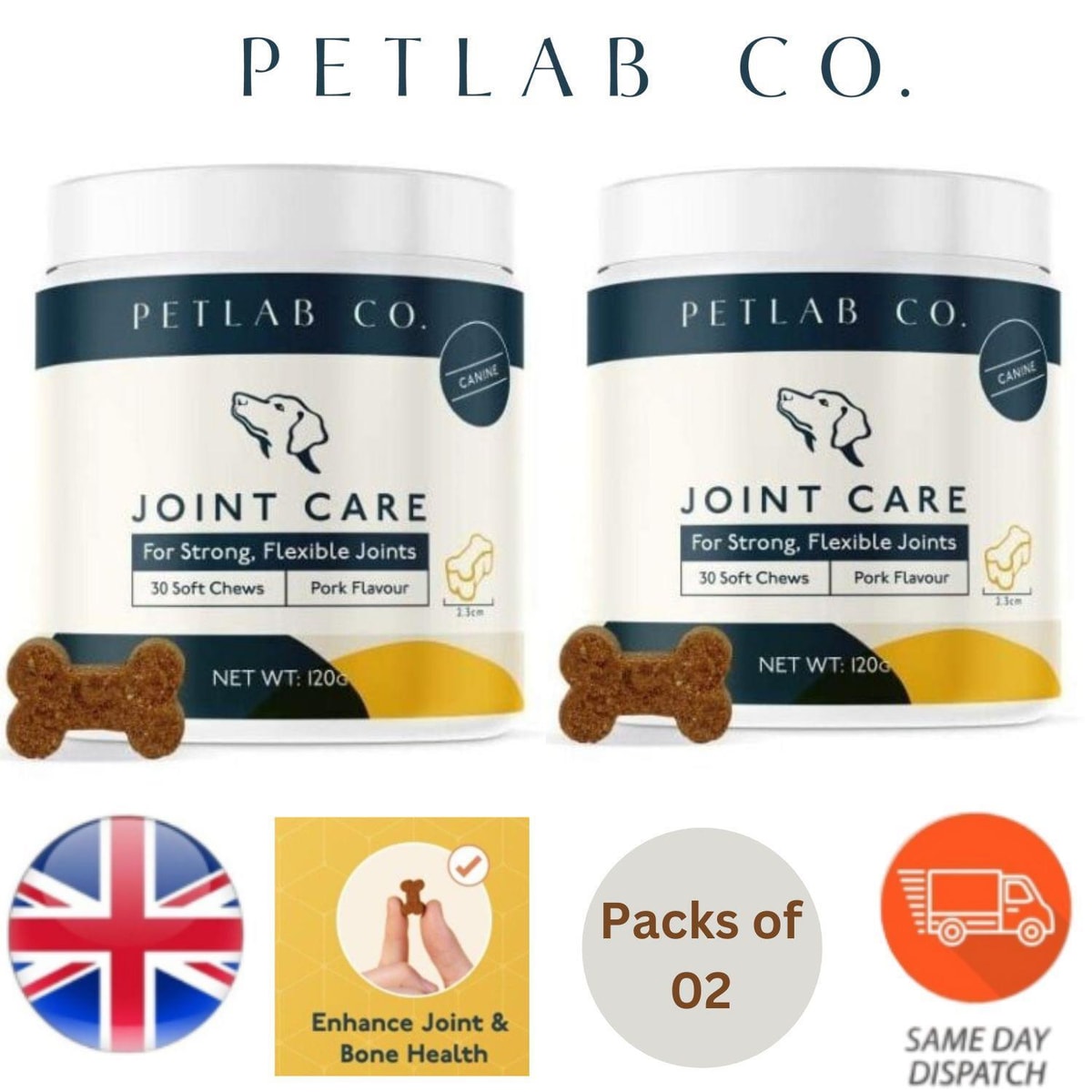 Petlab Co Joint Care Tablet Supplement for Dogs Hip & Joint Health - Packs of 2