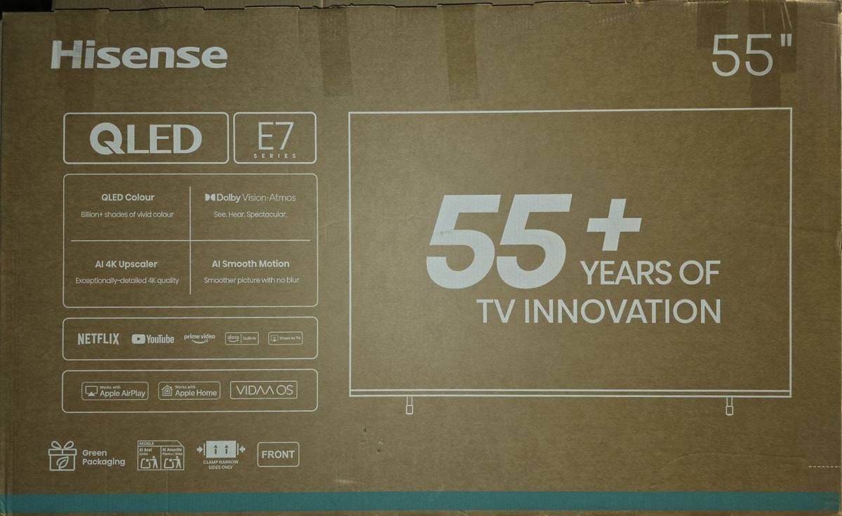 Hisense 55 inch Smart TV 55E7QTUK 2025 QLED HDR 4K Ultra HD (GRADE A)
