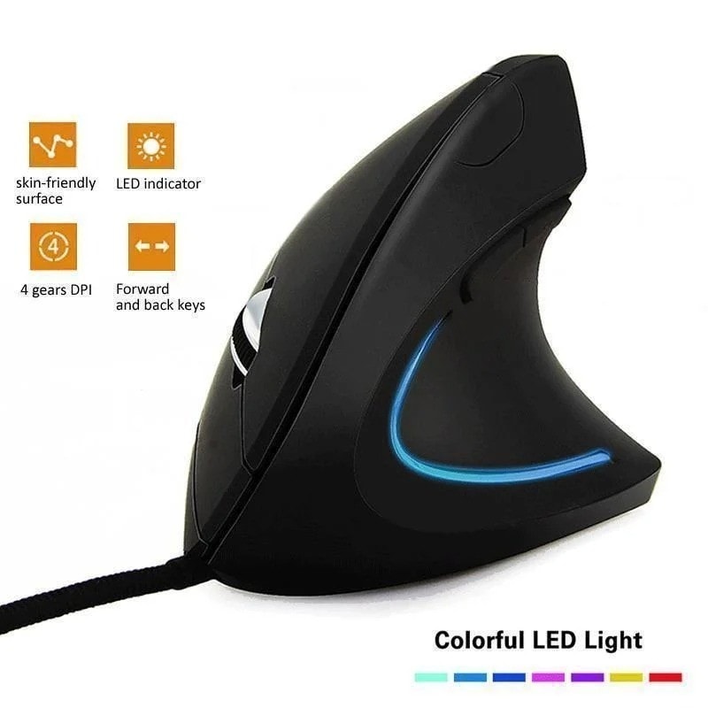 Wired Vertical Ergonomic Gaming Mouse RGB 3200DPI USB Optical Right Hand PC Lapt
