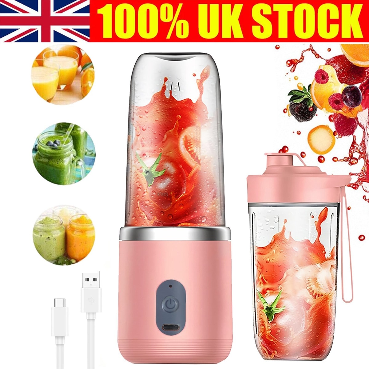 300ml Portable USB Rechargeable Juicer Cup Electric Mixer Blender Smoothie Maker
