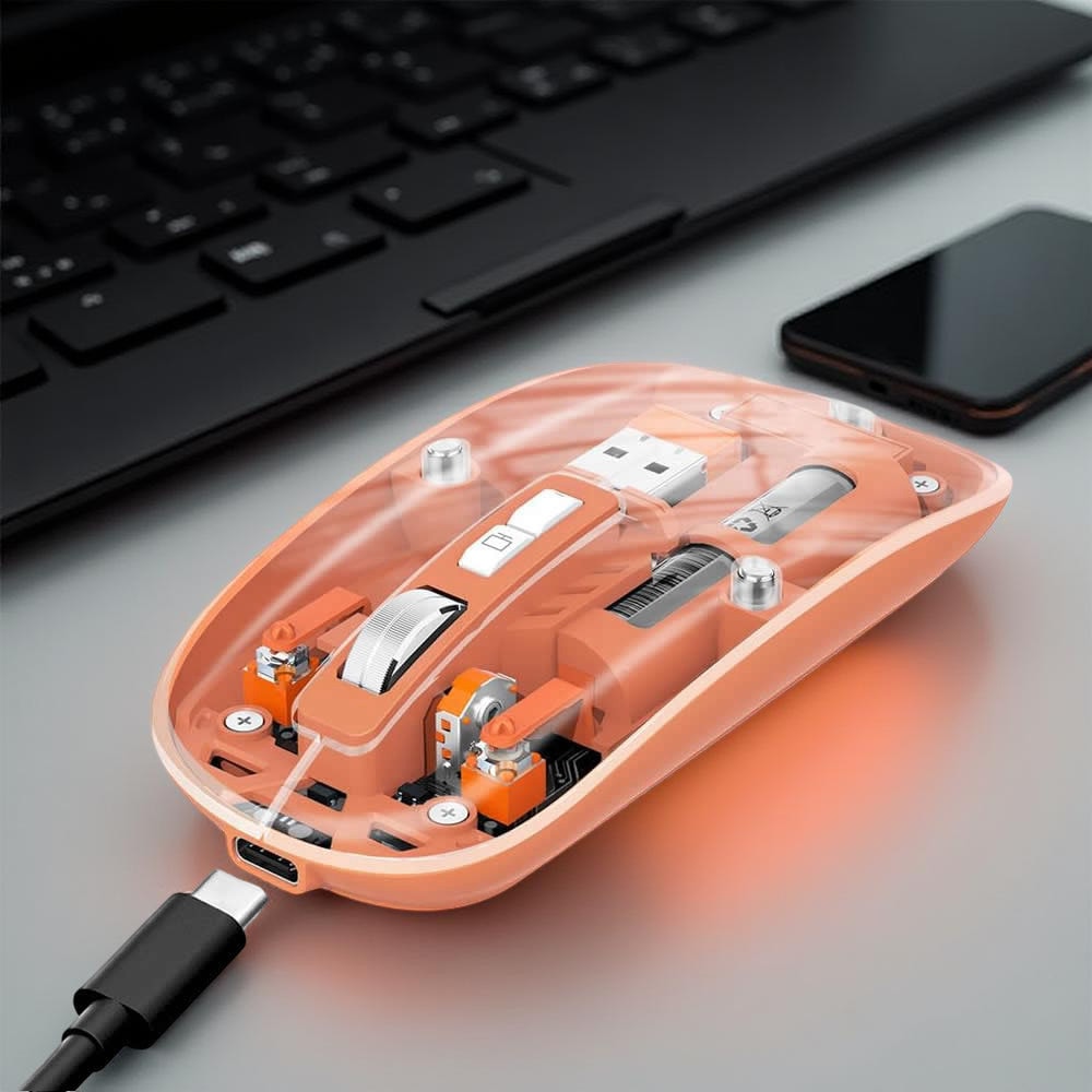 Transparent Wireless Bluetooth Mouse USB-C Rechargable Gaming For PC Laptop UK