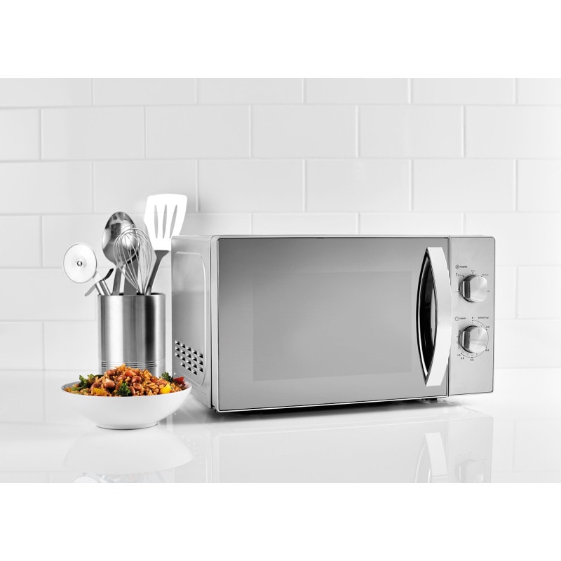 700W Stainless Steel Manual Microwave Oven | 5 Power Levels | Defrost