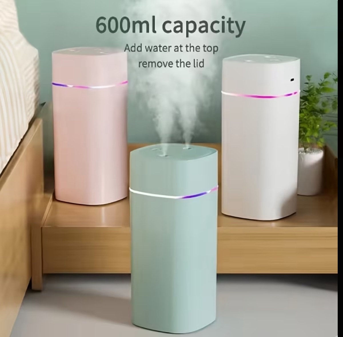 600ml USB Air Humidifier Double Spray with Aroma Cool Mist - Humidifier for Home
