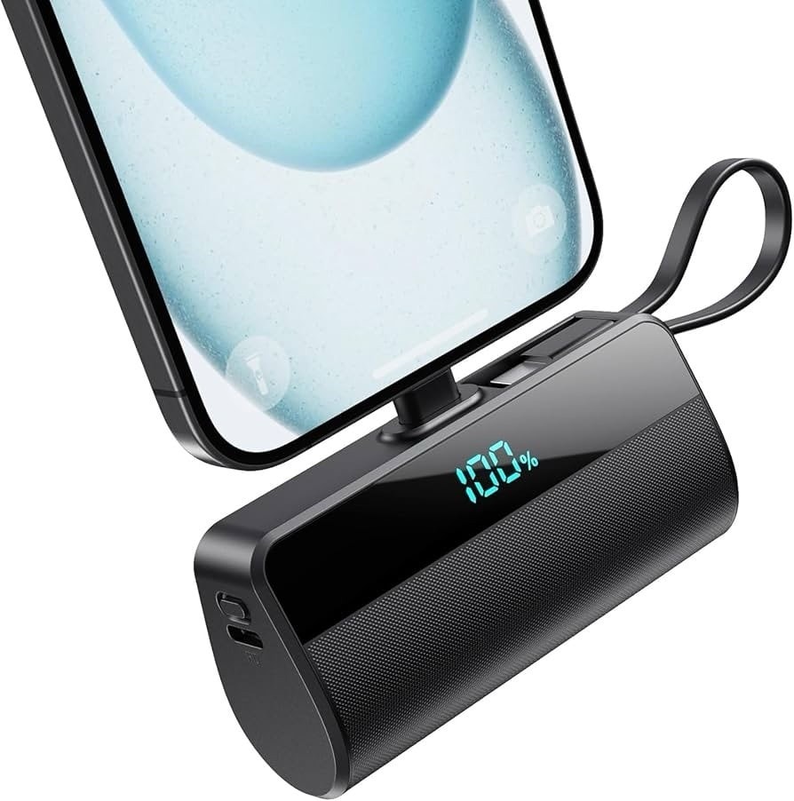 Mini 5500mAh Power Bank Built-In USB-C Portable Charger for iPhone