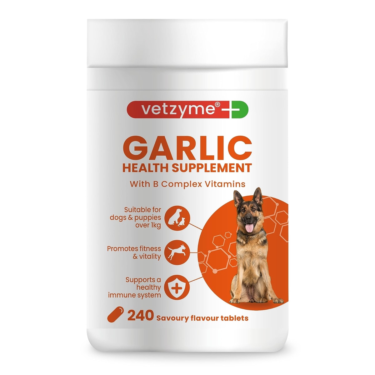 Vetzyme Garlic Health Supplement for Dogs 240 Tablets - With B Complex Vitami...