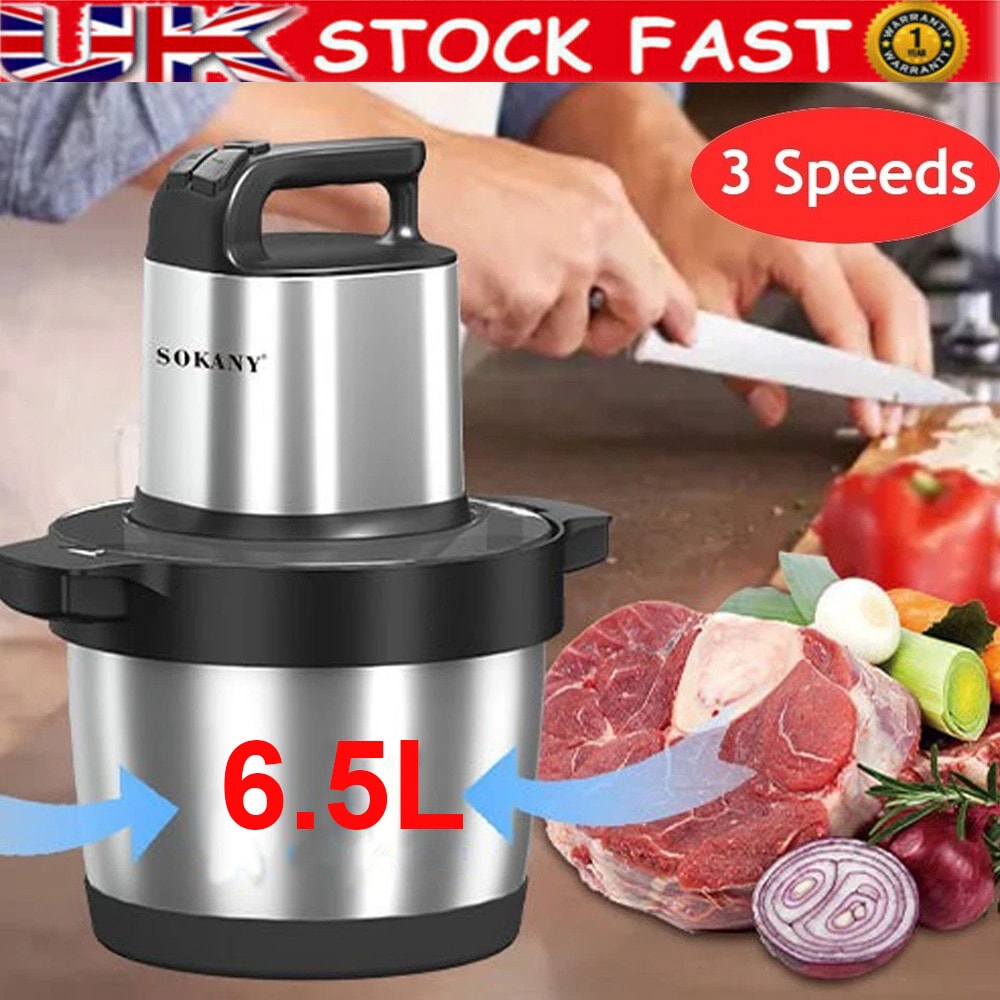 1500W Electric Food Processor 6.5L Meat Chopper Grinder Vegetable Fruit Blender
