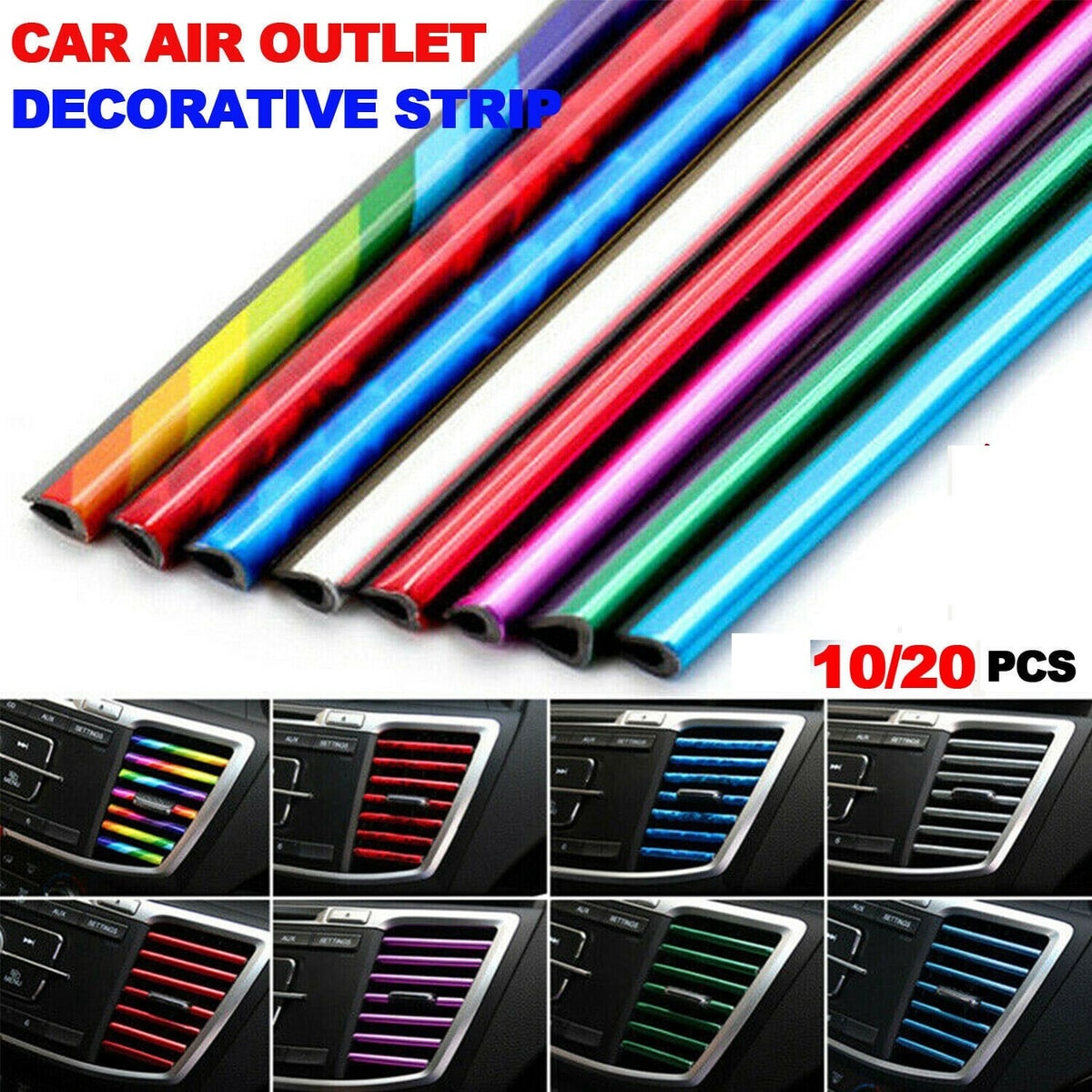 10-20 Car Air Conditioner Air Outlet Decoration Strip Cover Interior Accessories